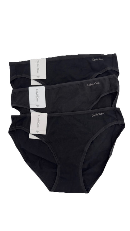 3 Pair Calvin Klein Women’s Bikini Panty QD3644- Black - XSmall