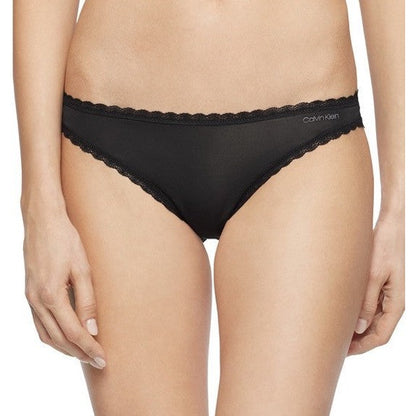 3 Pair Calvin Klein Women’s Bikini Panty QD3840-1 Black/2 Stripe Ivory - Small