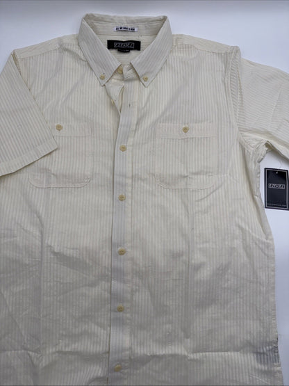 $62 EZEKIEL Men's Hammer S/S Button-Up Shirt- Bone - Medium- New Tag