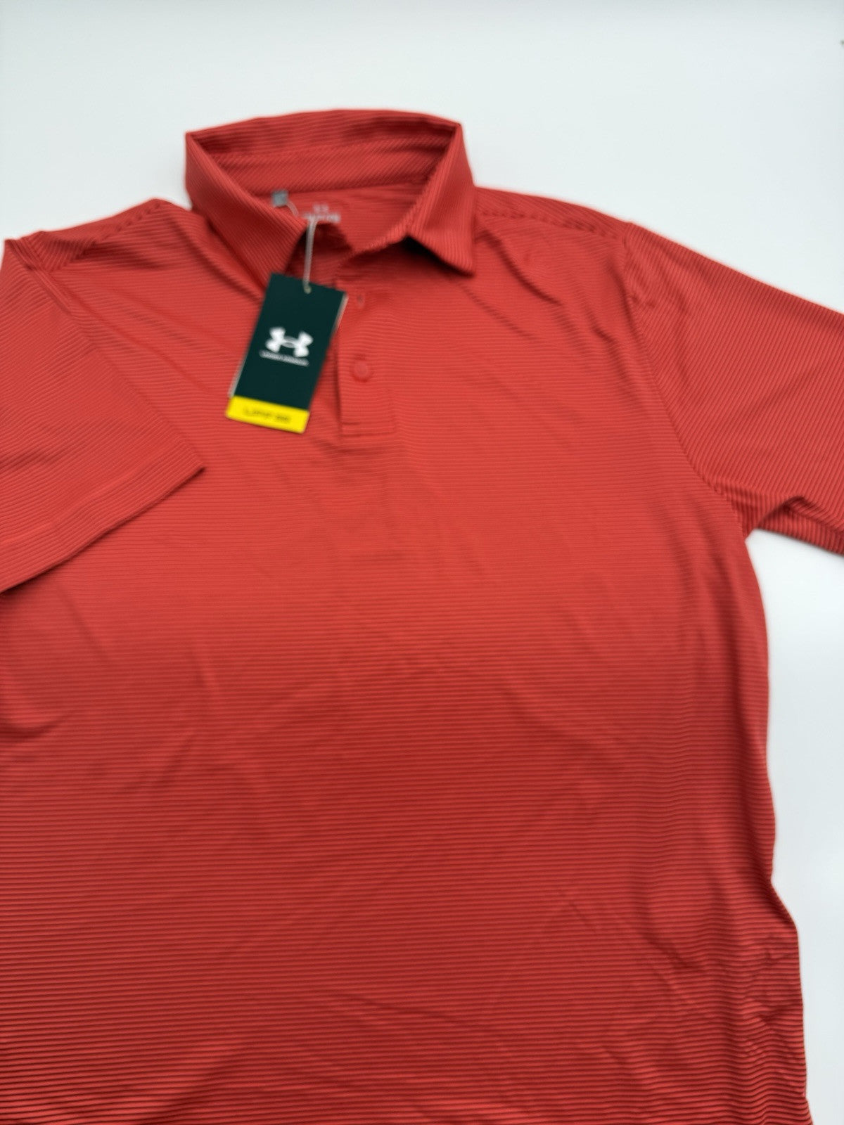 $78 Under Armour Golf Men's T2 Stripe Polo Shirt- Red/Black- Small-New Tag