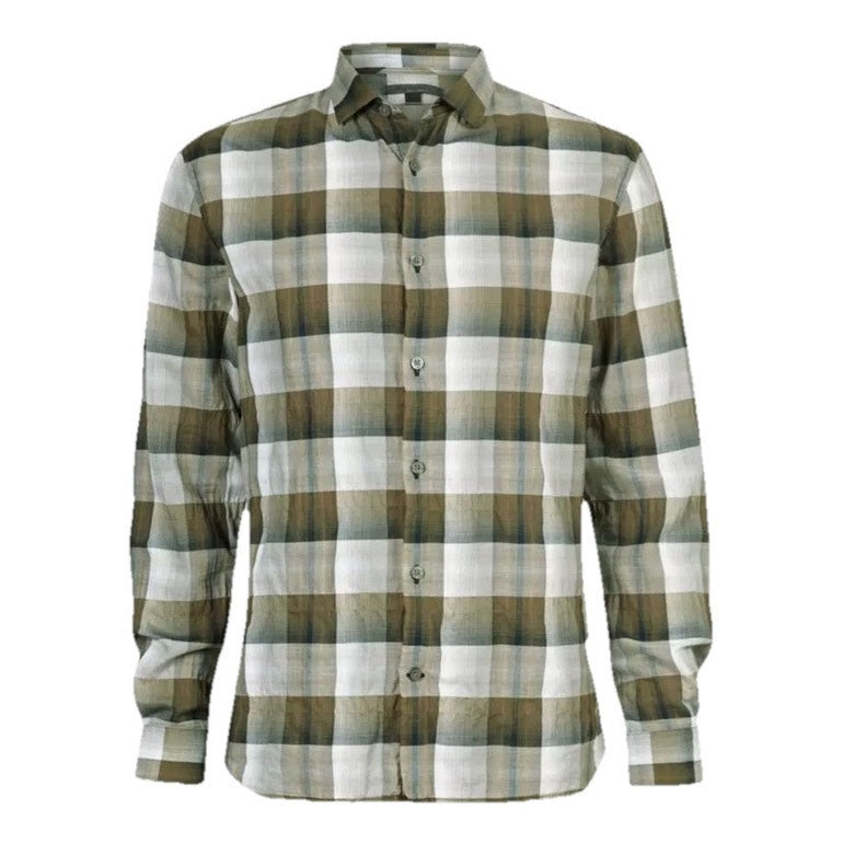 $148 New John Varvatos Men's Long Sleeve Ross Slim Fit  Shirt- Forrest- Small