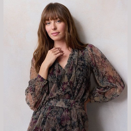 LC Lauren Conrad Women’s Wrap Front Bodysuit - Multi Charla Garden- Small