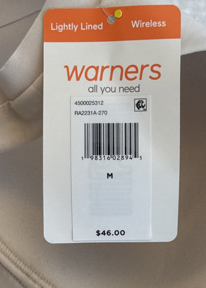 Warners No Side Back Smoothing Wireless Lined T-Shirt Bra-Butterscotch-Medium