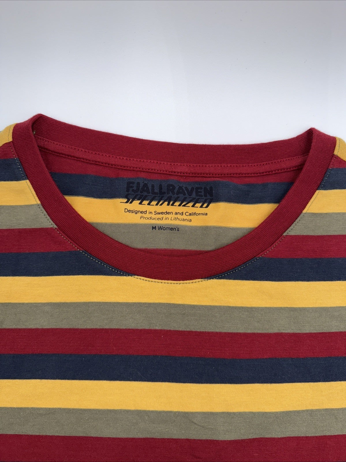 $60 Fjallraven Women’s Flag Stripe Cotton T-shirt - Logo Multi Stripes- Medium