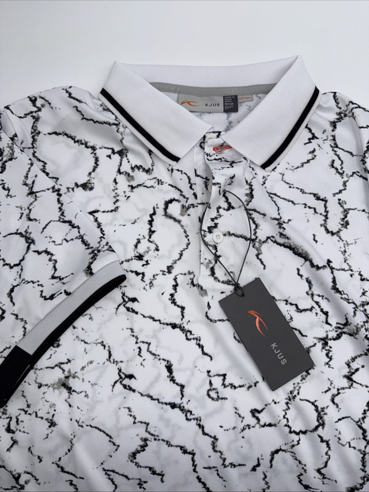 $104 KJUS Men’s Spot Printed Polo Shirt - White/ Black -Medium- New Tag