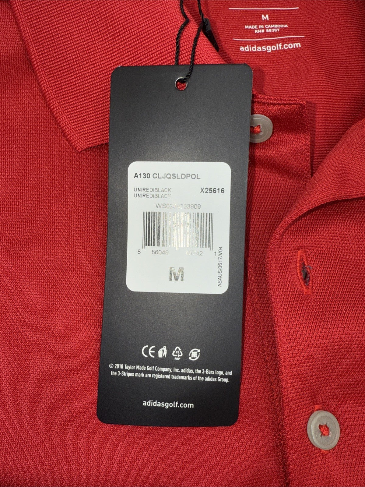 $70 Adidas Men’s Climalite Solid Golf Polo Shirt - Red - Medium - New Tag