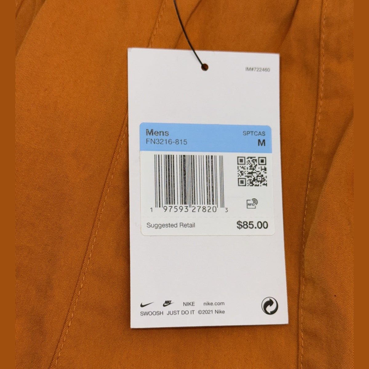 $85 Nike Men’s Life Woven Camp Shorts Monarch  FN3216-815- Orange- Medium - New