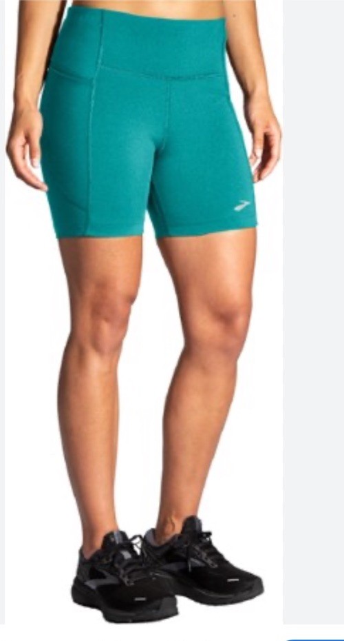 $55 Brooks Women’s Moment 5” Biker Tight Shorts - Nike Green - Large- New Tag