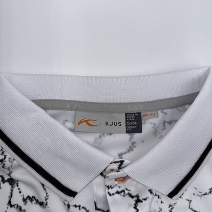 $104 KJUS Men’s Spot Printed Polo Shirt - White/ Black -Medium- New Tag