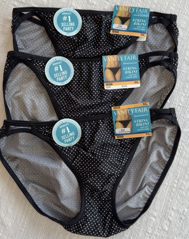$40 Vanity Fair Bikini Panty (Pack Of 3) -   Colors As Shown-18108- 7/Large- New