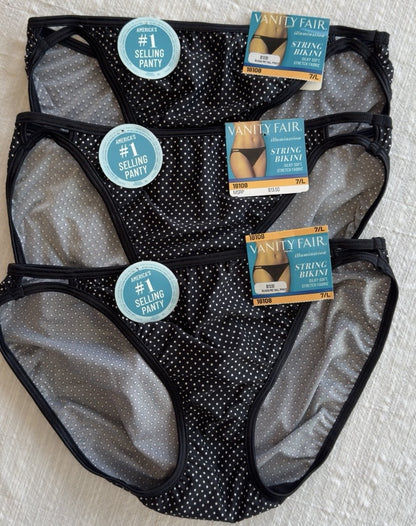 $40 Vanity Fair Bikini Panty (Pack Of 3) -   Colors As Shown-18108- 7/Large- New