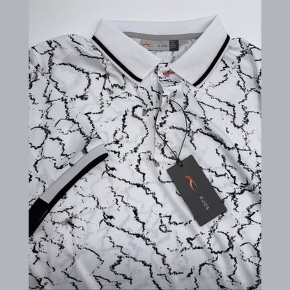 $104 KJUS Men’s Spot Printed Polo Shirt - White/ Black -Medium- New Tag