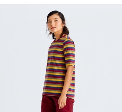 $60 Fjallraven Women’s Flag Stripe Cotton T-shirt - Logo Multi Stripes- Medium