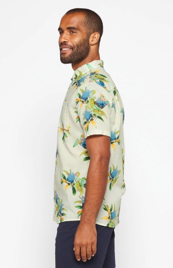 $75 Roark Men’s Scholar La Selva Button S/S Shirt-Yellow Multi-Medium-New Tag
