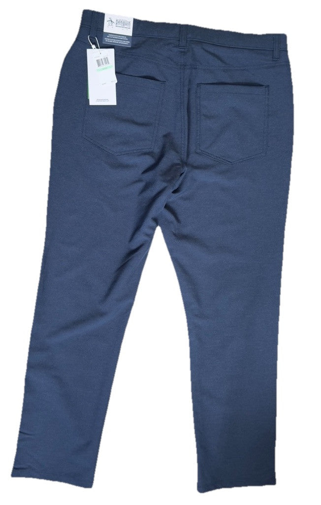 $85 Original Penguin Men’s Tech 5 Pocket Golf Trousers- Black Iris -Size 34W 30L