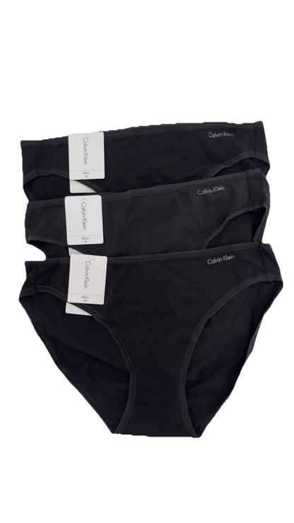 3 Pair Calvin Klein Women’s Bikini Panty QD3644- Black - XSmall