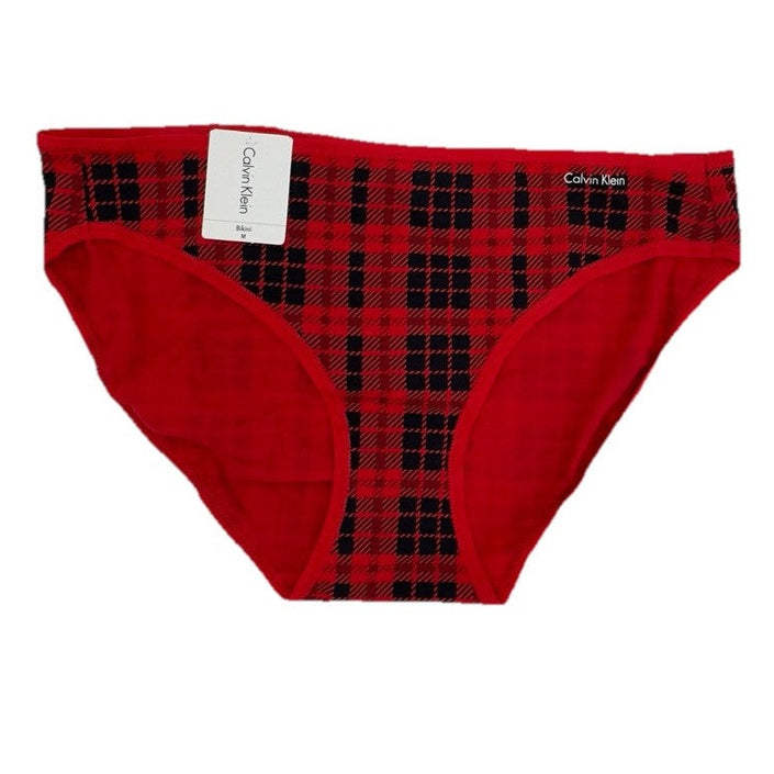 3 Pair Calvin Klein Women’s Bikini Panty QD3644-1 Red/1 Black/1 Blush- Medium