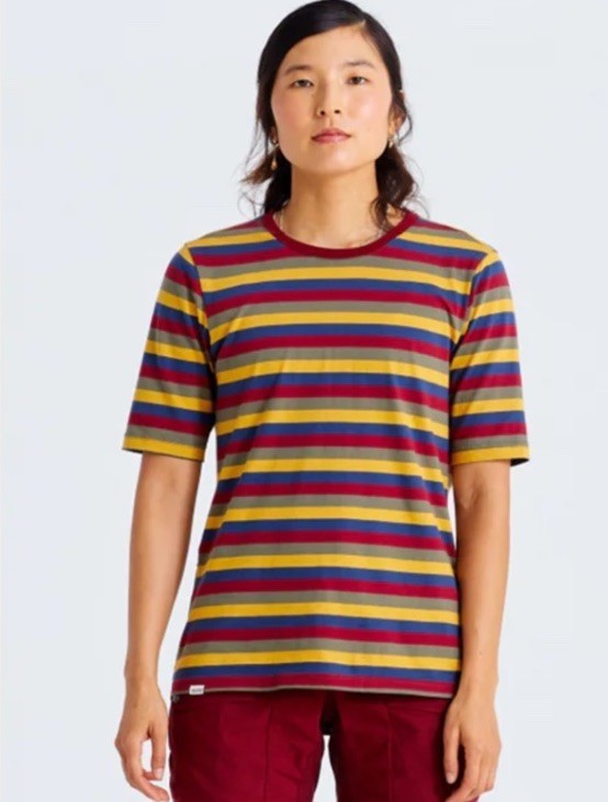 $60 Fjallraven Women’s Flag Stripe Cotton T-shirt - Logo Multi Stripes- Medium