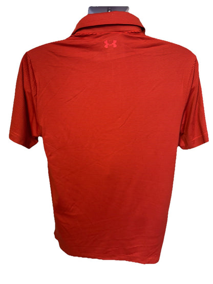 $78 Under Armour Golf Men's T2 Stripe Polo Shirt- Red/Black- Small-New Tag