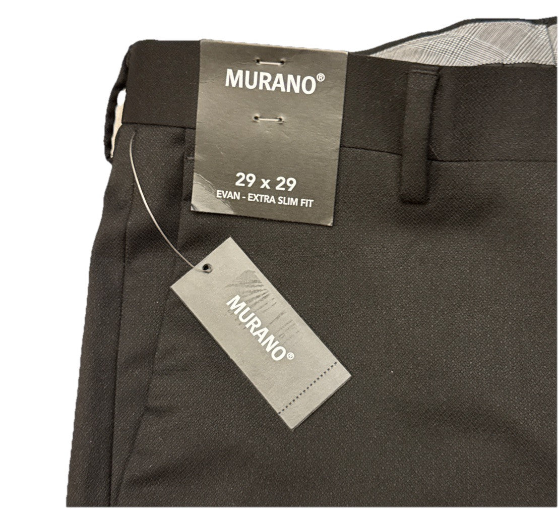 Murano Men’s Evan Extra Slim Fit Flat Front Dress Pants-Black- 29W 29L