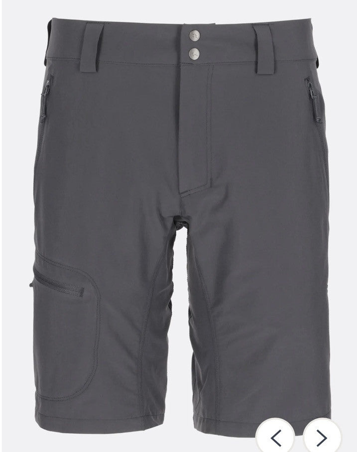 $80 Rab Men's Incline Stretch Fabric Lightweight Shorts- Dark Gray- Small (30”)