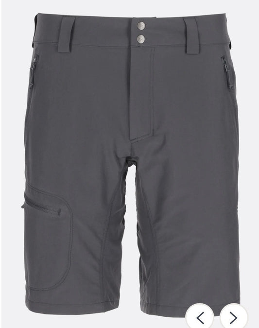$80 Rab Men's Incline Stretch Fabric Lightweight Shorts- Dark Gray- Small (30”)