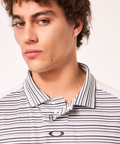 $70 Oakley Men’s C1 Archive Striped Polo Shirt - White Stripes- Size: Small- New