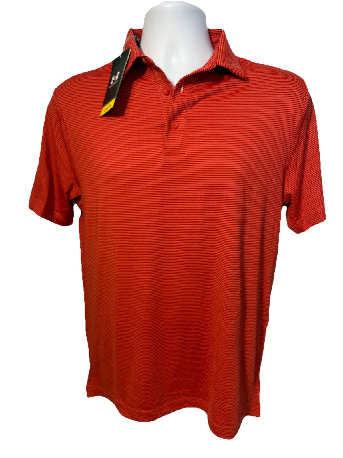 $78 Under Armour Golf Men's T2 Stripe Polo Shirt- Red/Black- Small-New Tag