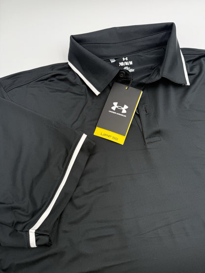 $80 Under Armour Men's F23 Tipped Short Sleeve Polo Shirt-Black/White-Medium-New