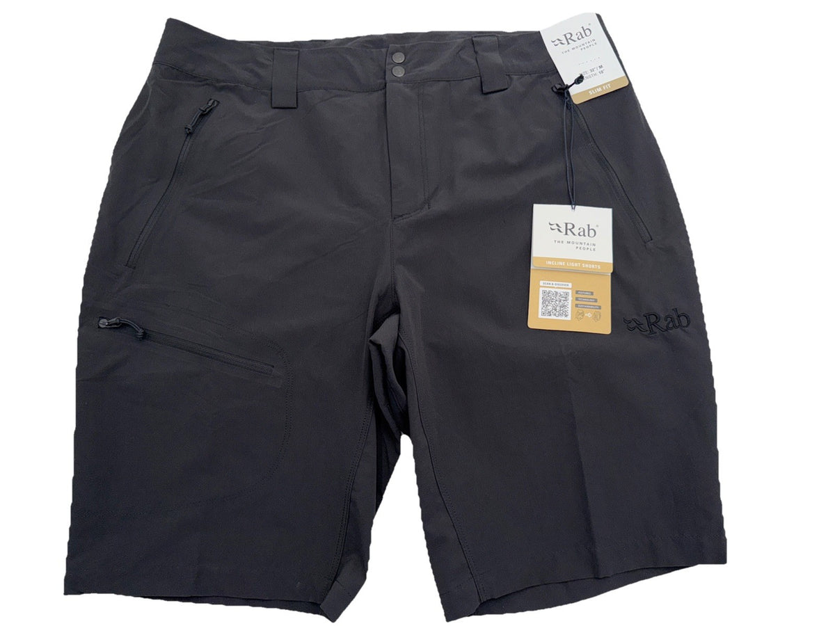 $80 Rab Men's Incline Stretch Fabric Lightweight Shorts- Dark Gray- Small (30”)