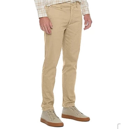 Mutual Weave Men’s - Slim Fit  Flat Front Pant - Classic Tan- 32W 30L