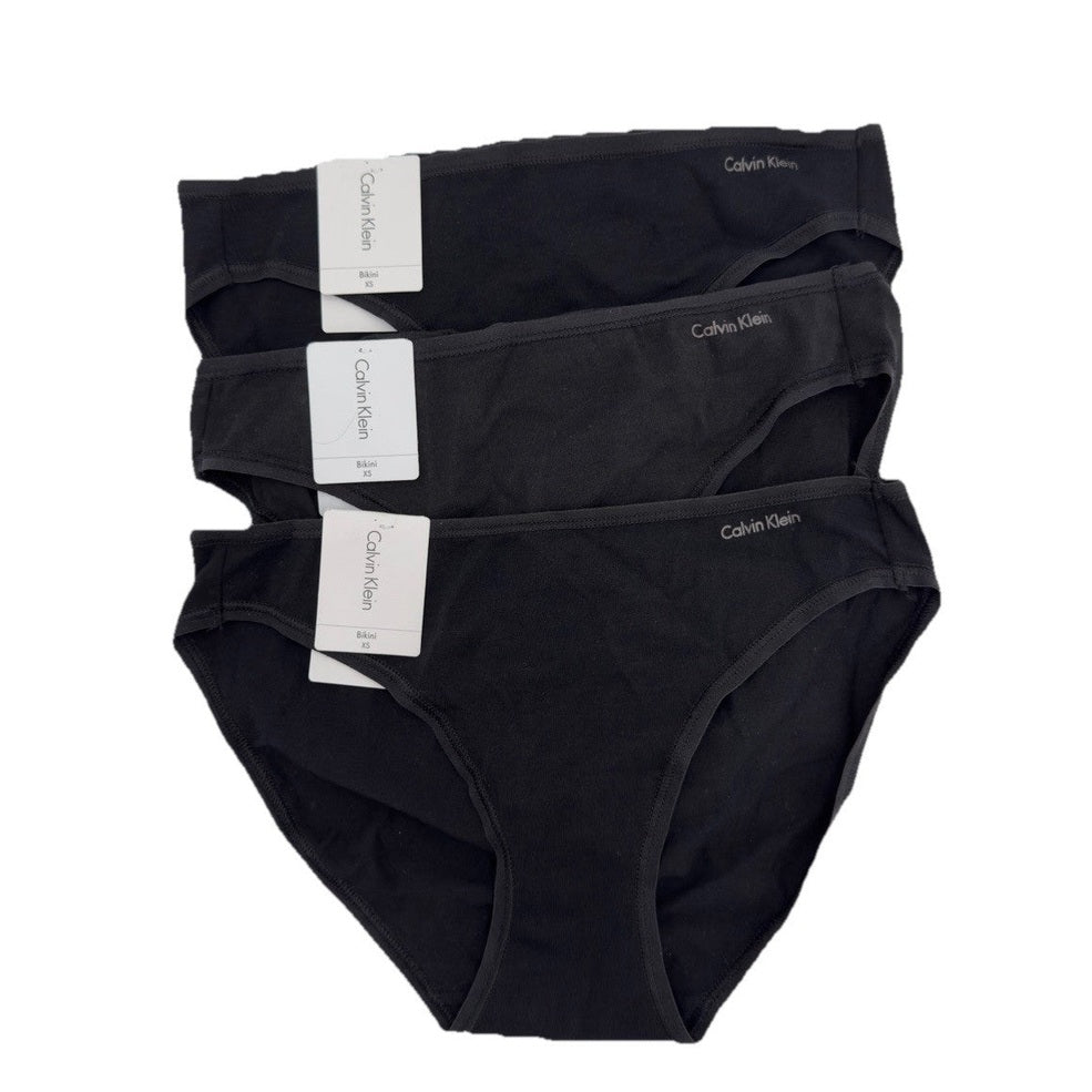 3 Pair Calvin Klein Women’s Bikini Panty QD3644- Black - XSmall