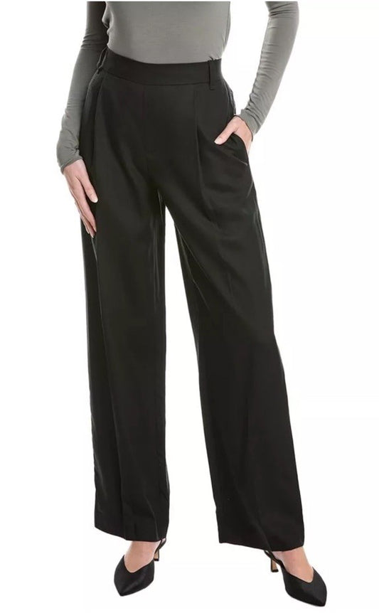 $395 VINCE Women’s Solid Straight Leg Pant - Black- Size Large - NEW