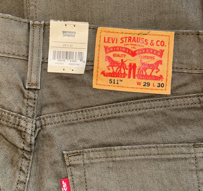 $69 Levi’s Men’s 511 Slim Fit Stretch Jeans- New Khaki - 29W x 30L- New Tags