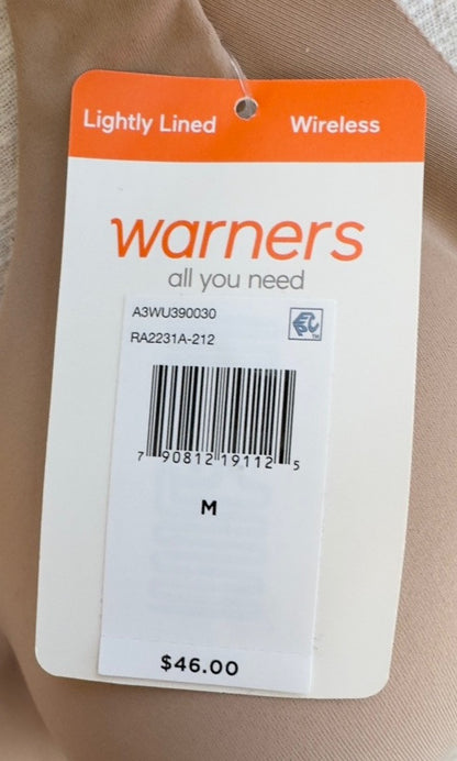 Warners No Side Back Smoothing Wireless Lined T-Shirt Bra RA2231A-Almond-Medium