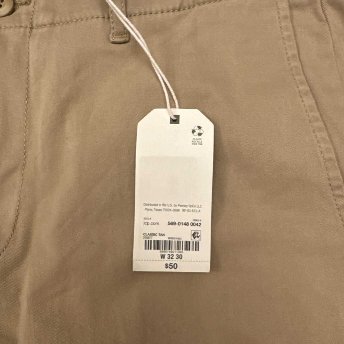 Mutual Weave Men’s - Slim Fit  Flat Front Pant - Classic Tan- 32W 30L