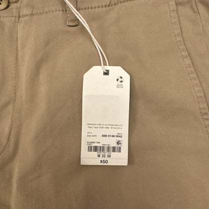Mutual Weave Men’s - Slim Fit  Flat Front Pant - Classic Tan- 32W 30L