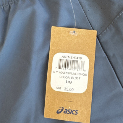 ASICS Men’s Athletic 5" Woven Unlined Shorts -Arctic Blue - Size: Large  -New