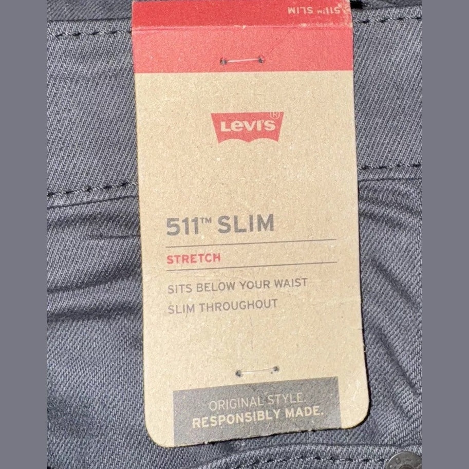 $69 Levi’s Men’s 511 Slim Fit Stretch Jeans -Grey Black- 30W x 30L- New Tags