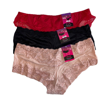 3 Pair MAIDENFORM Panty - 2 Hipster/1 Tanga  Size: 9/2XL - Mix Color Combo
