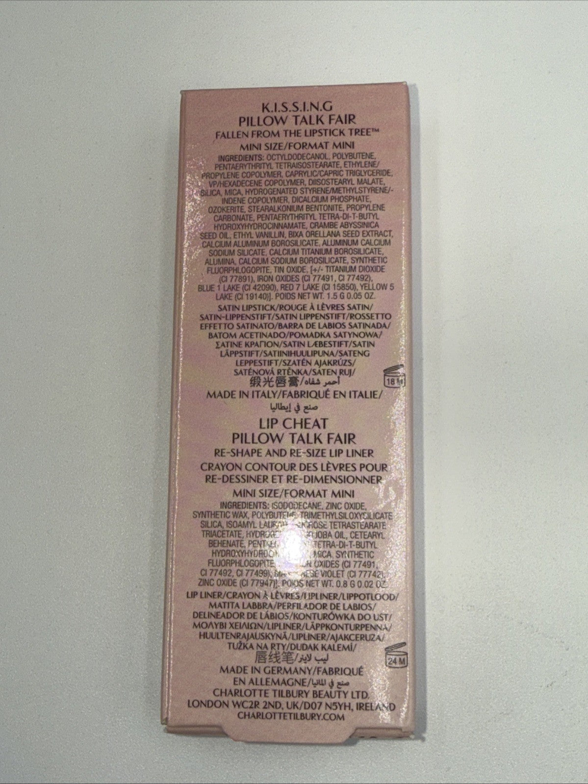 Charlotte Tilbury Mini Pillow Talk Duo Lip Kit Pillow Talk *Fair* -Travel Size