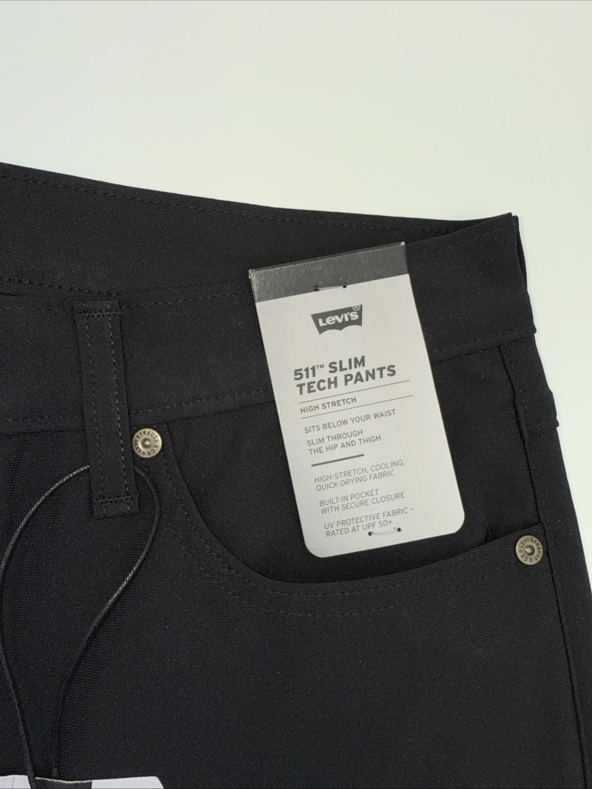 $70 Levi's Men's 511 Slim Tech Pants Stretch A92130010- Black- 31W 32L - New Tag