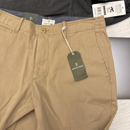 Mutual Weave Men’s - Slim Fit  Flat Front Pant - Classic Tan- 32W 30L