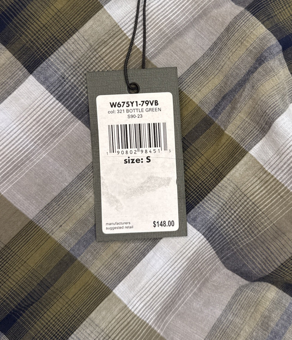 $148 New John Varvatos Men's Long Sleeve Ross Slim Fit  Shirt- Forrest- Small
