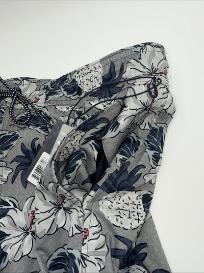 $86 Fish Hippie Men’s Palaver 8” Volley Lined Swim Shorts-Floral Charcoal- Large