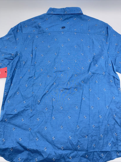 Sherpa Men’s  Tharu Short Sleeve Button Shirt- Lapis Endless Knot Blue- Small