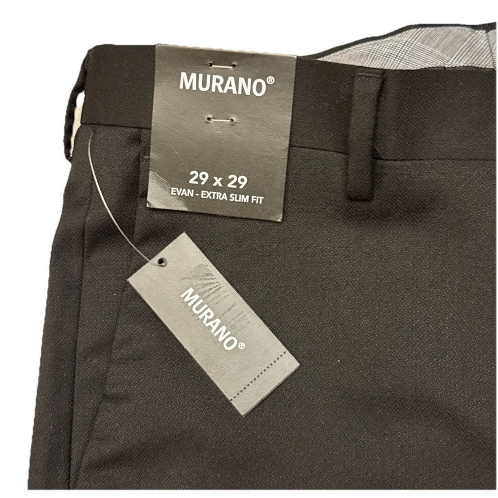 Murano Men’s Evan Extra Slim Fit Flat Front Dress Pants-Black- 29W 29L