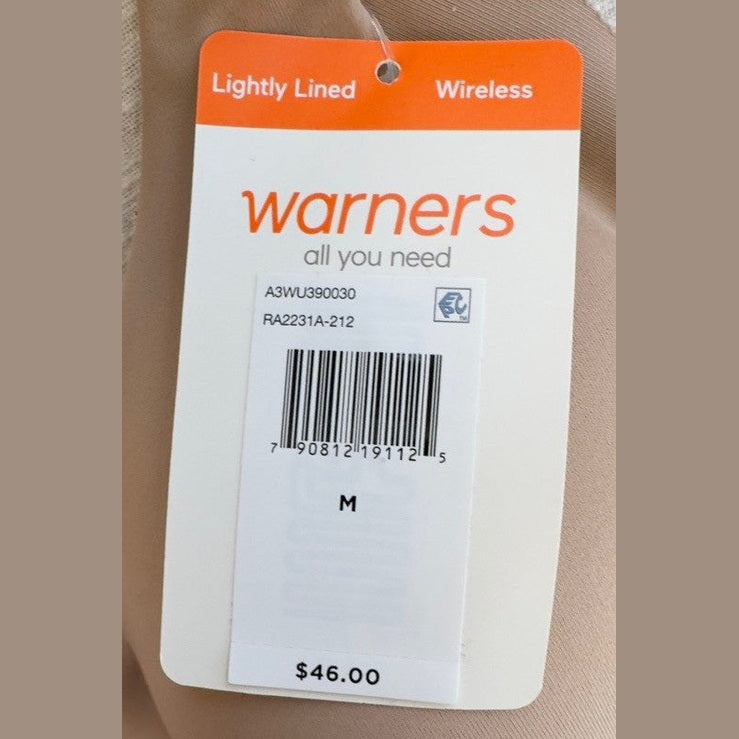 Warners No Side Back Smoothing Wireless Lined T-Shirt Bra RA2231A-Almond-Medium