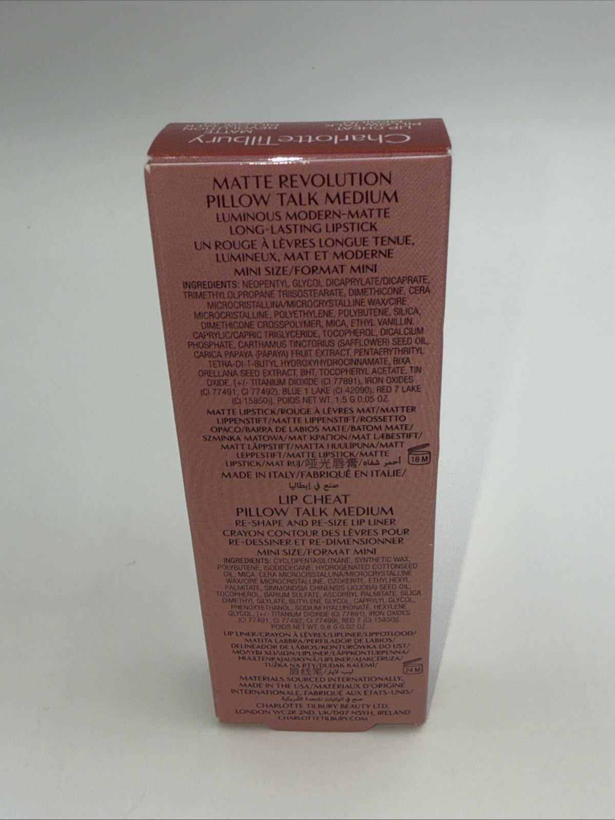 Charlotte Tilbury Mini Pillow Talk Duo Lip Kit Pillow Talk *Medium* -Travel Size