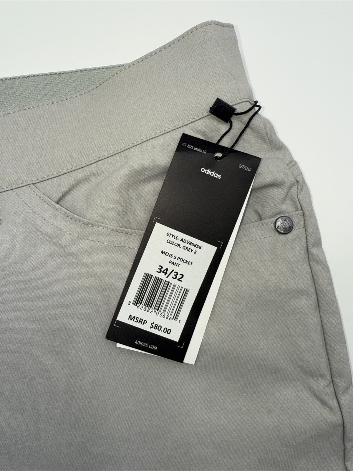 $80 Adidas Ultimate 365 Men's Tapered Golf Pants ADVR0856- Grey-34W 32L-New Tags